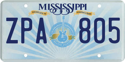 MS license plate ZPA805