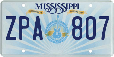 MS license plate ZPA807