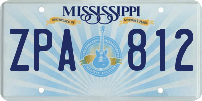 MS license plate ZPA812
