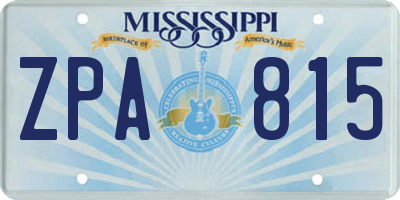 MS license plate ZPA815