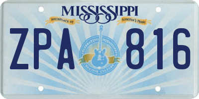 MS license plate ZPA816
