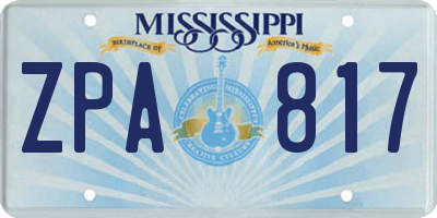 MS license plate ZPA817