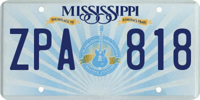 MS license plate ZPA818