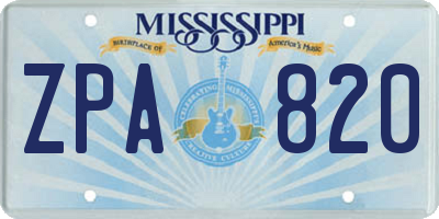 MS license plate ZPA820