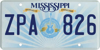 MS license plate ZPA826