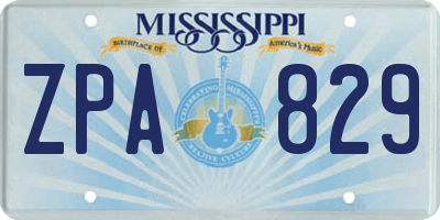 MS license plate ZPA829