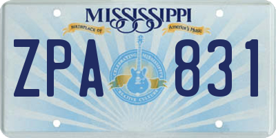 MS license plate ZPA831