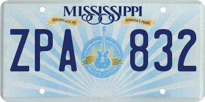 MS license plate ZPA832