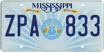 MS license plate ZPA833
