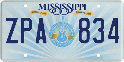 MS license plate ZPA834