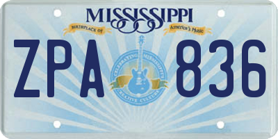 MS license plate ZPA836