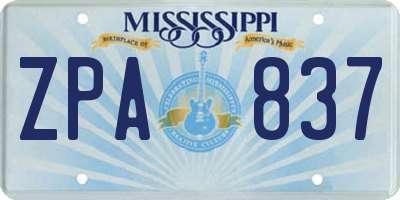 MS license plate ZPA837