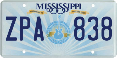 MS license plate ZPA838