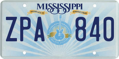 MS license plate ZPA840