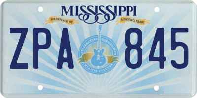 MS license plate ZPA845
