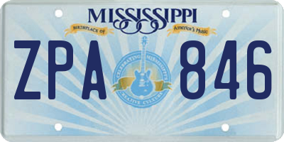 MS license plate ZPA846