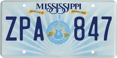 MS license plate ZPA847