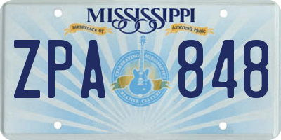 MS license plate ZPA848