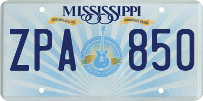 MS license plate ZPA850