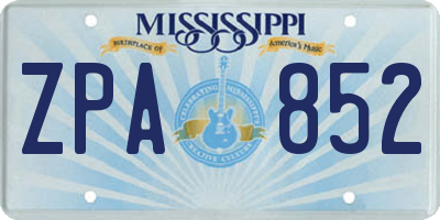 MS license plate ZPA852