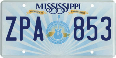 MS license plate ZPA853