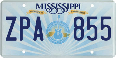 MS license plate ZPA855