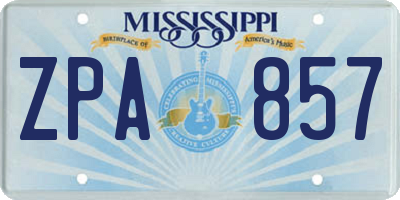 MS license plate ZPA857