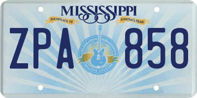 MS license plate ZPA858