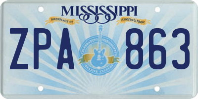 MS license plate ZPA863