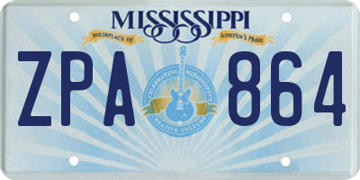 MS license plate ZPA864