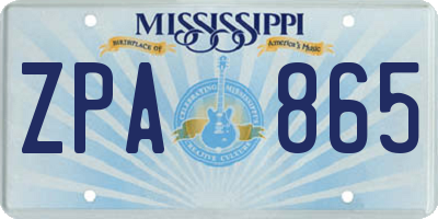 MS license plate ZPA865