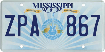 MS license plate ZPA867