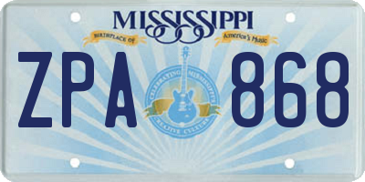 MS license plate ZPA868