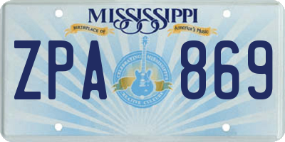 MS license plate ZPA869