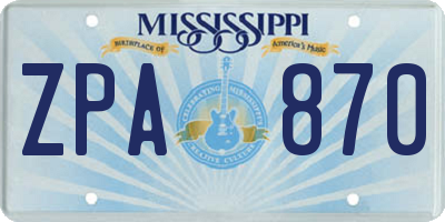 MS license plate ZPA870