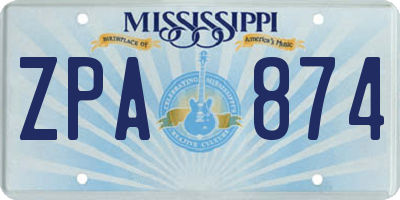 MS license plate ZPA874