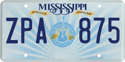 MS license plate ZPA875