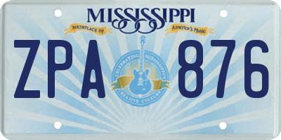 MS license plate ZPA876