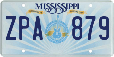 MS license plate ZPA879