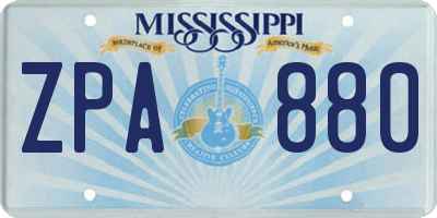 MS license plate ZPA880