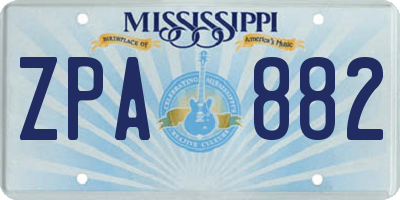 MS license plate ZPA882