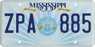 MS license plate ZPA885