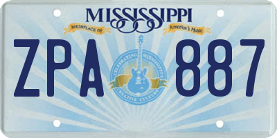 MS license plate ZPA887