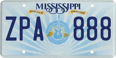 MS license plate ZPA888