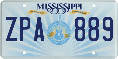 MS license plate ZPA889