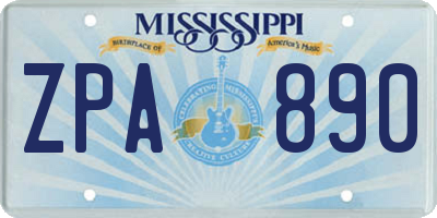 MS license plate ZPA890