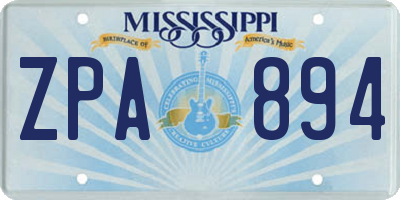 MS license plate ZPA894