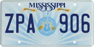MS license plate ZPA906
