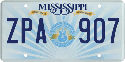 MS license plate ZPA907