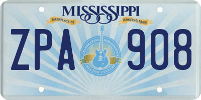MS license plate ZPA908